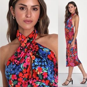 Lulu's Multicolor Floral Backless Dress